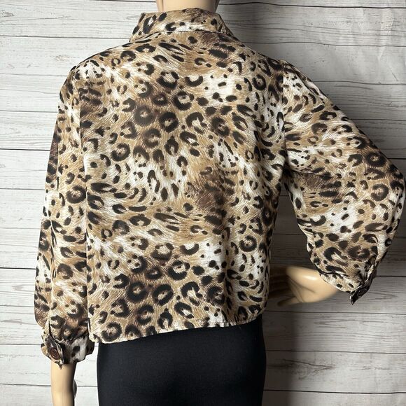 Sere Nade Leopard Print Cropped Jacket Semi-Sheer Single Button - Picture 9 of 12